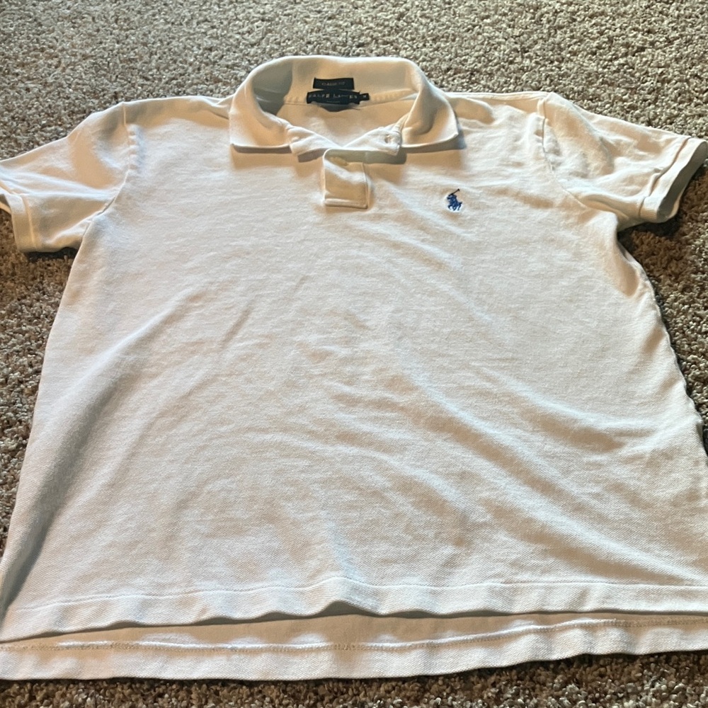 Ralph Lauren Women’s White Polo Top with Blue Pony